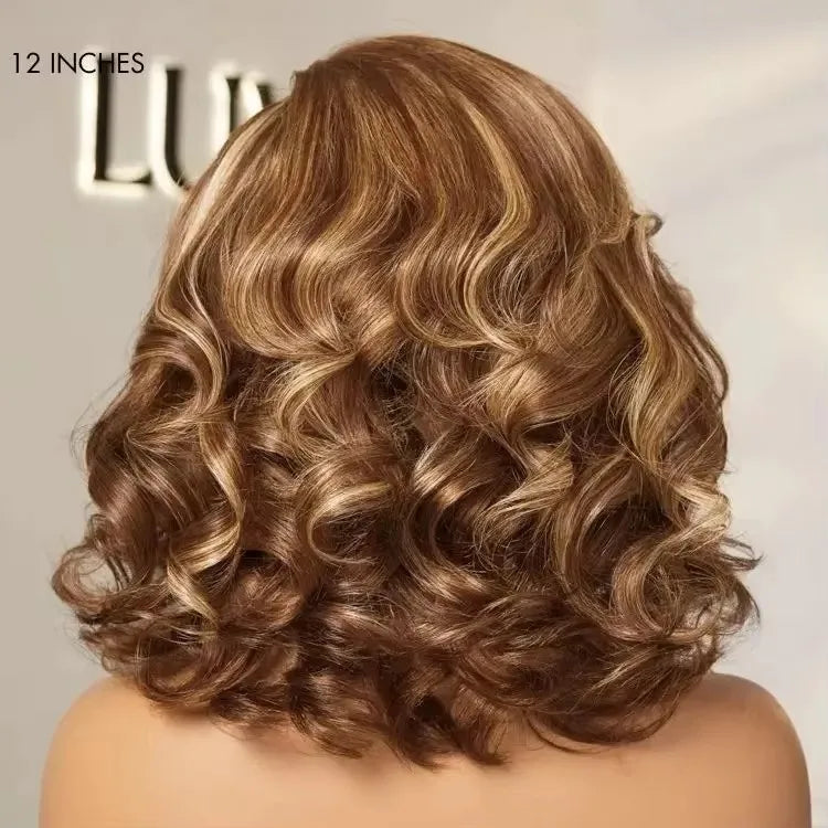 Honey Blonde Highlight Bouncy Loose Body Wave Glueless Brazilian 100% Human Remy Hair