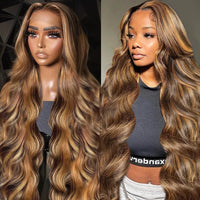 Thumbnail for P4/27 Highlight HD Transparent Full Frontal Lace Human Hair Wigs Brazilian Body Wave Frontal