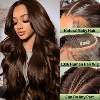 Thumbnail for Brown Body Wave Lace Front Wig Transparent HD Lace Frontal Wigs Human Hair-Wear and GO option
