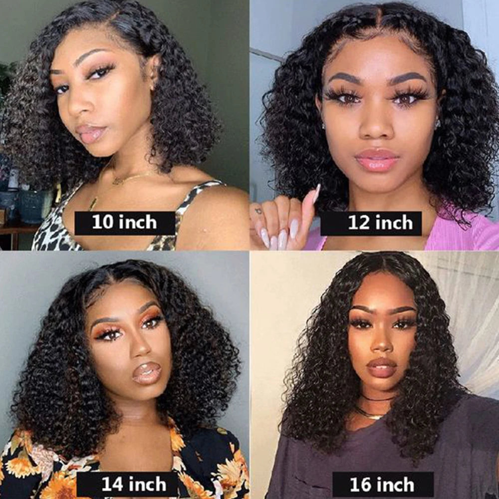 Curly Lace Front Human Hair Wigs 100% Bob Hair