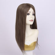15x16cm Hand Tied Silk Base Remy Clip In Human Hair Wig Topper with Thinning Russian Human Hair Extensions