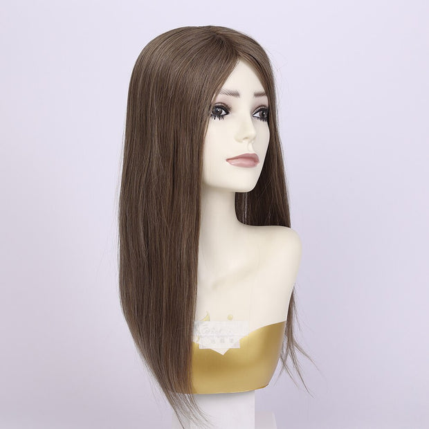15x16cm Hand Tied Silk Base Remy Clip In Human Hair Wig Topper with Thinning Russian Human Hair Extensions