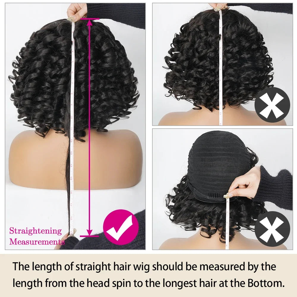 Short Bouncy Curly Bob Wig With Bangs  Human Hair Wig
