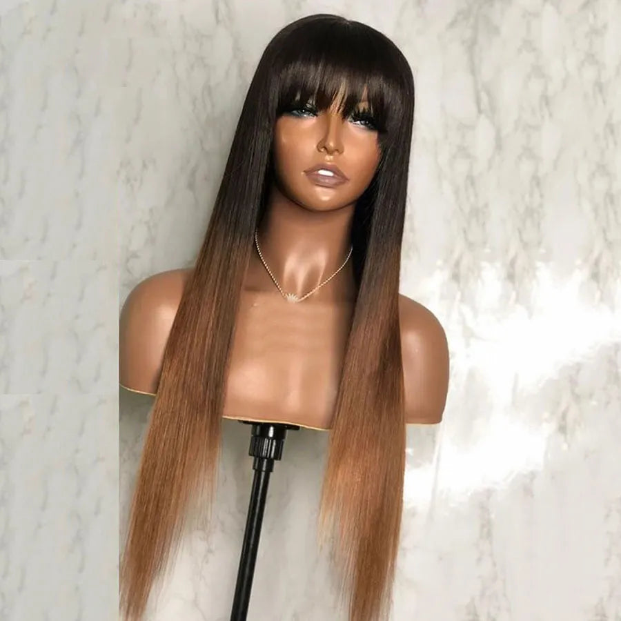 Ombre Brown Soft 26“Long Silky Straight 180Density High Temperature Fiber