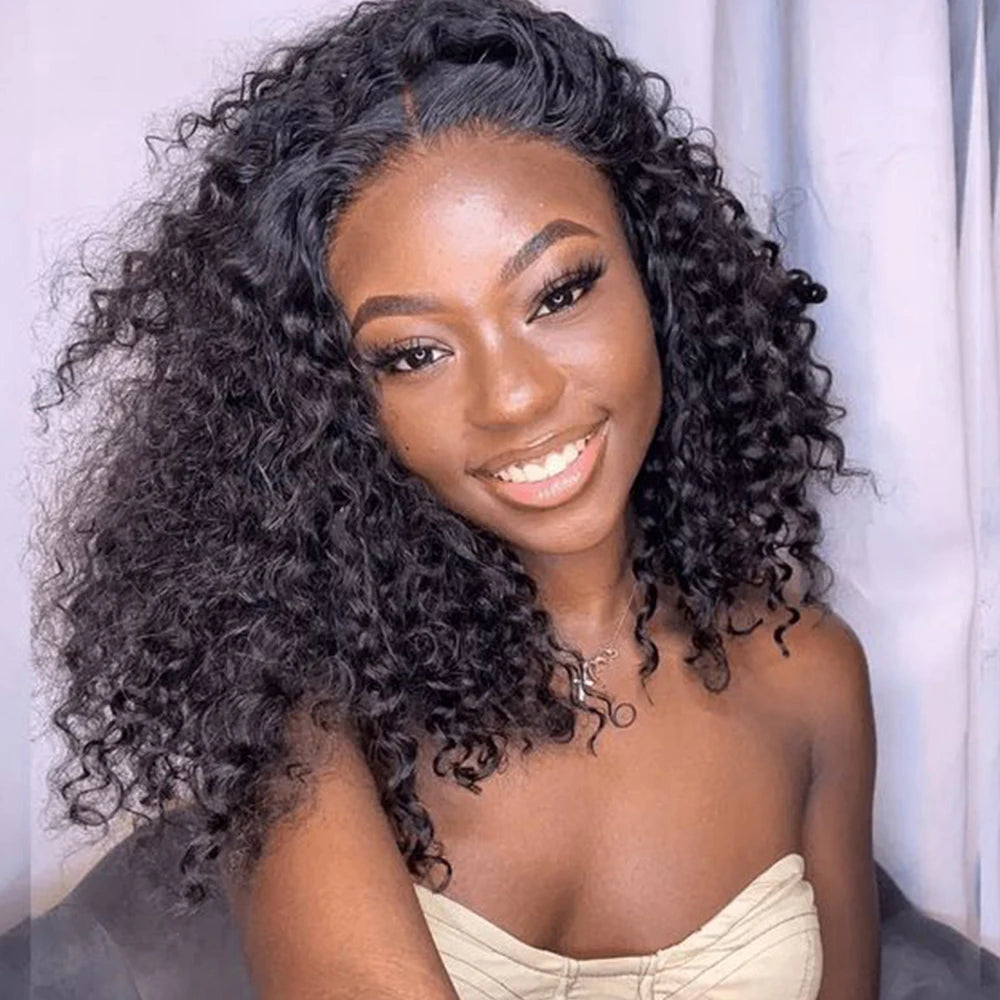 Curly Lace Front Human Hair Wigs 100% Bob Hair