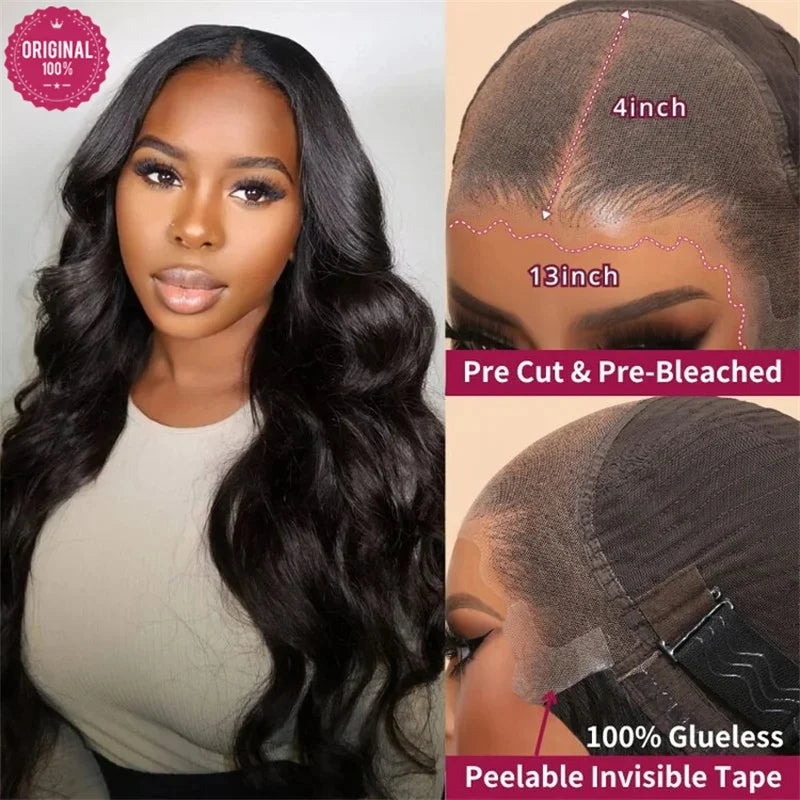 3D Body Wave 7x5 Bye Bye KNOTS Glueless Wig Human Hair Ready To Wear Brazilian Human Hair Wig Fits All Size Heads