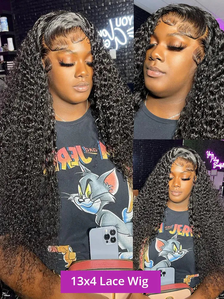 40 Inch Deep Wave Wig Transparent Brazilian Human Hair Wigs