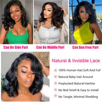 Thumbnail for Natural Color 1B Brazilian Human Hair Pre Plucked With Baby Hair Swiss Lace Front Wig