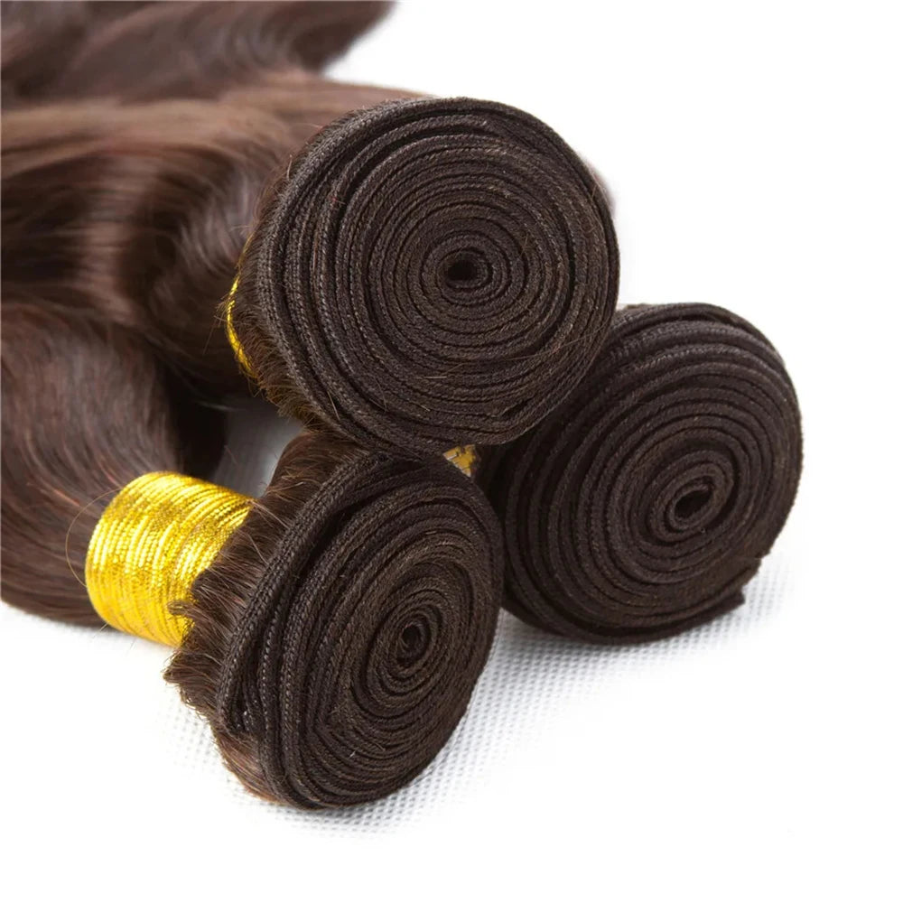 #4 Dark Brown Body Wave Bundles 1/3PCS 100% Human Hair Bundles 18-30 Inches Remy Hair Extensions Brazilian Double Draw
