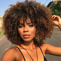 Thumbnail for Tereshar Synthetic Short Curly with Bangs for Black Women 8 inch Afro Kinky Curly Daily Use
