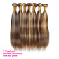 P4/27 Highlight Human Hair Bundles Brown Blonde Peruvian Hair Extensions Double Wefts