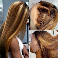 Thumbnail for Highlight Wig Straight Lace Front Human Hair Wigs Honey Blonde