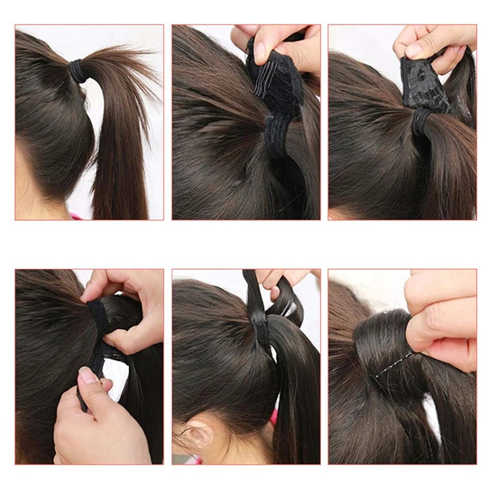 Ponytail Human Hair Wrap Around Kinky Curly Brazilian Remy Hair Extensions