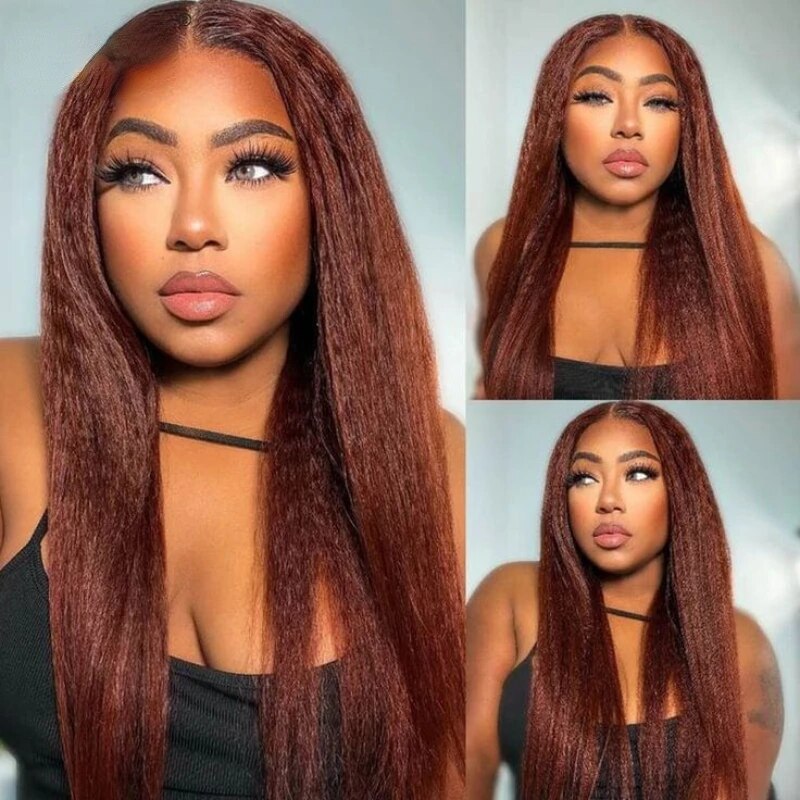 Kinky Straight Synthetic Lace Front Lace Wigs Pre Plucked with Baby Hair