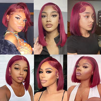 Thumbnail for Short Bob Wig 99J Burgundy HD Lace Front Human Hair Wigs  Vietnamese