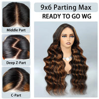 Thumbnail for 1B/30 Highlight Wig Body Wave Human Hair Wig Pre Plucked Pre Cut Lace 9x6 Glueless Ready To Wear