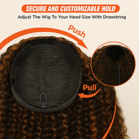 Thumbnail for 1B/30 Highlight Deep Wave Half Wig Human Hair 3 IN 1 Half Wig Invisible Drawstring Glueless Wig Ombre Blonde Colored Curly Wig