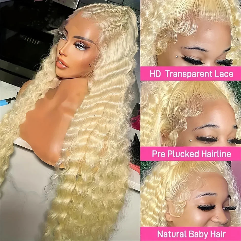 Blonde 613 Hd Lace Frontal Wig  Preplucked Deep Wave Human Hair Wigs