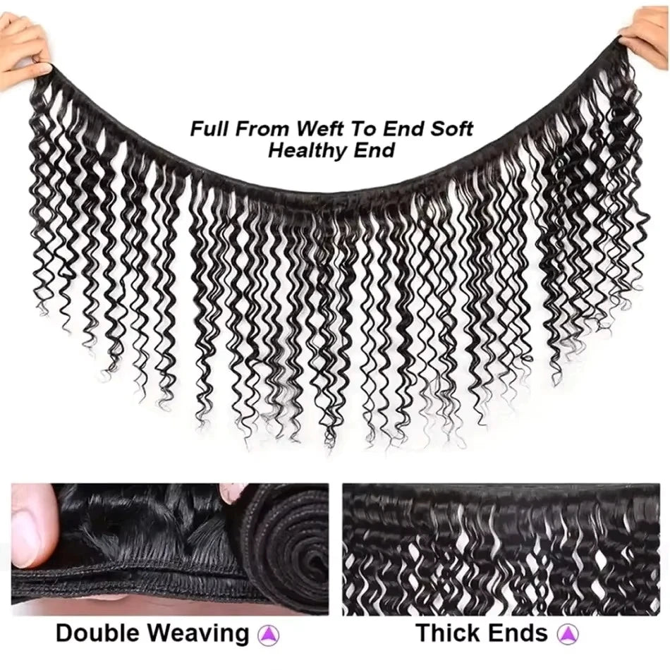 12A Human Hair Bundles Deep Wave 26 28 30 Inch 100%  Unprocessed Brazilian Virgin Hair Weave 3 Bundles Natural Real Human Hair