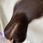 Natural Straight European Virgin Human Hair Topper  Full Silk Base Toupee with 4 Clips