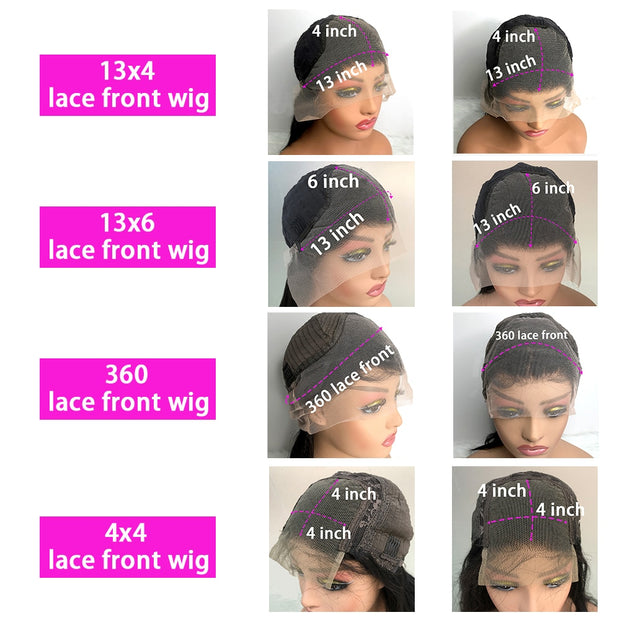Pre -Plucked HD Transparent Lace Front Human Hair Wigs Brazilian 40 Inches