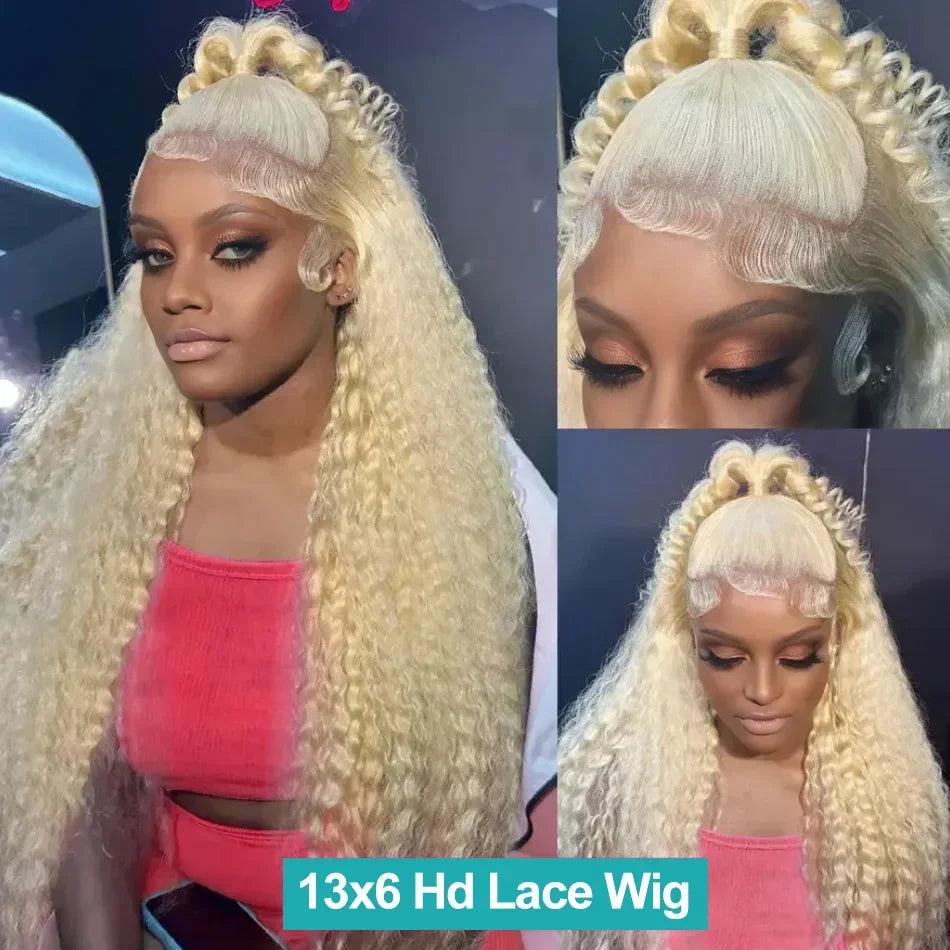Blonde 613 Hd Lace Frontal Wig  Preplucked Deep Wave Human Hair Wigs