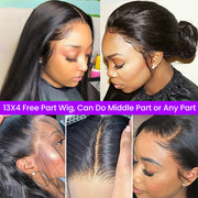 Pre -Plucked HD Transparent Lace Front Human Hair Wigs Brazilian 40 Inches