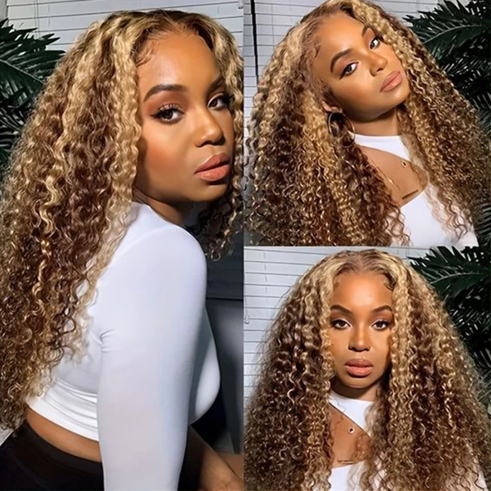 Pre-Plucked 613 Blonde Curly Lace Front Human Hair Wigs