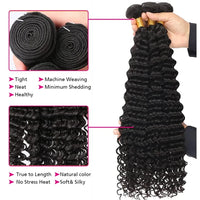 Thumbnail for Deep Water Wave Bundles With Closure Frontal 100% Unprocessed Raw Human Hair Full And Thick 3 Bundles With 13x4 HD Lace Frontal