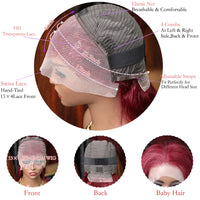 Thumbnail for Short Bob Wig 99J Burgundy HD Lace Front Human Hair Wigs  Vietnamese