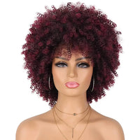 Thumbnail for Tereshar Synthetic Short Curly with Bangs for Black Women 8 inch Afro Kinky Curly Daily Use