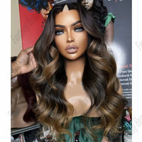 Thumbnail for Natural Human Hair V Part Wig for Black Women Adjustable Honey Brown Balayage Loose Wave1*4Size U Part Wigs with Clips Easy Wear