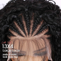 Thumbnail for Kinky Curly Braided Wig With Baby Hair Natural Color Curly 13X4 Transparent Synthetic Lace Front Wigs Braid Wig