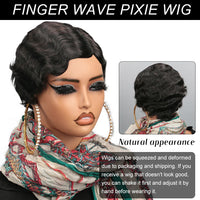 Thumbnail for Short Finger Wave Wig Human Hair Wig - Ocean Wave Wig Pixie Cut Wigs