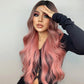 Pink Wigs Wavy Wig Middle Part  Synthetic Heat Resistant Wig Natural Hair Looking