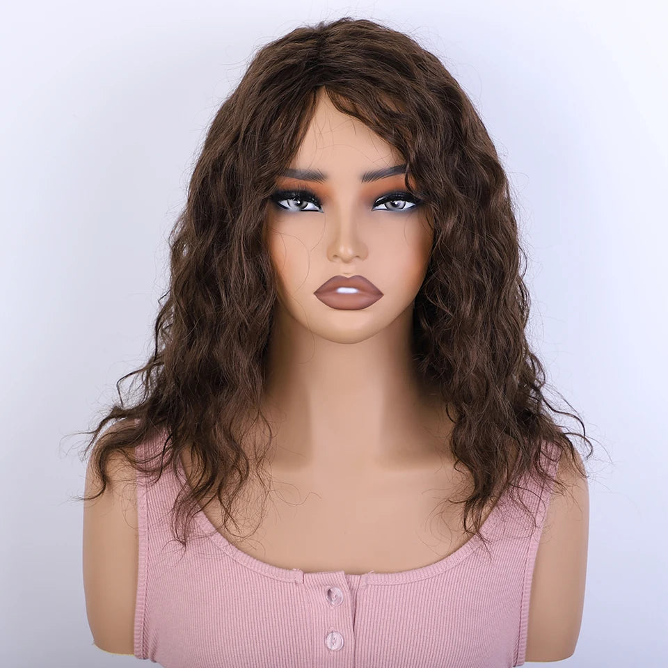 Sleek 4# Brown Colored Human Hair Wigs For Women 100% Real Ready To Wear Short Bodywave Brazilian Hair Wigs