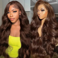 Thumbnail for 13x6 Chocolate Brown Body Wave Lace Front Wig 100% Human Hair Pre Plucked Colored Human Hair Wig – HD Lace Human Hair Wig UAE, UK & USA | Michelle's Glam Wigs