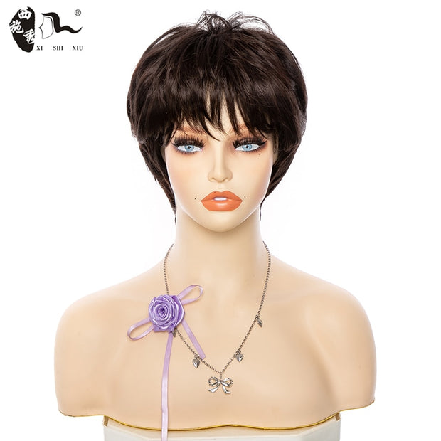 Short Ombre Blonde Synthetic Natural Wave Wigs Heat Resistant
