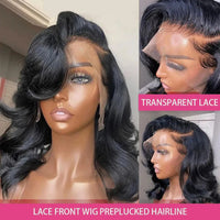 Thumbnail for Natural Color 1B Brazilian Human Hair Pre Plucked With Baby Hair Swiss Lace Front Wig