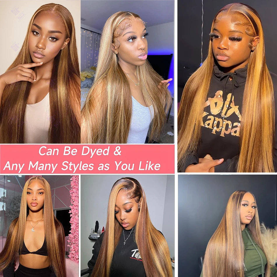 Highlight Wig Human Hair Bone Straight Blond Ombre hd Lace Wig 13x4 13x6 Colored Pre -Plucked Wigs – HD Lace Human Hair Wig UAE, UK & USA | Michelle's Glam Wigs