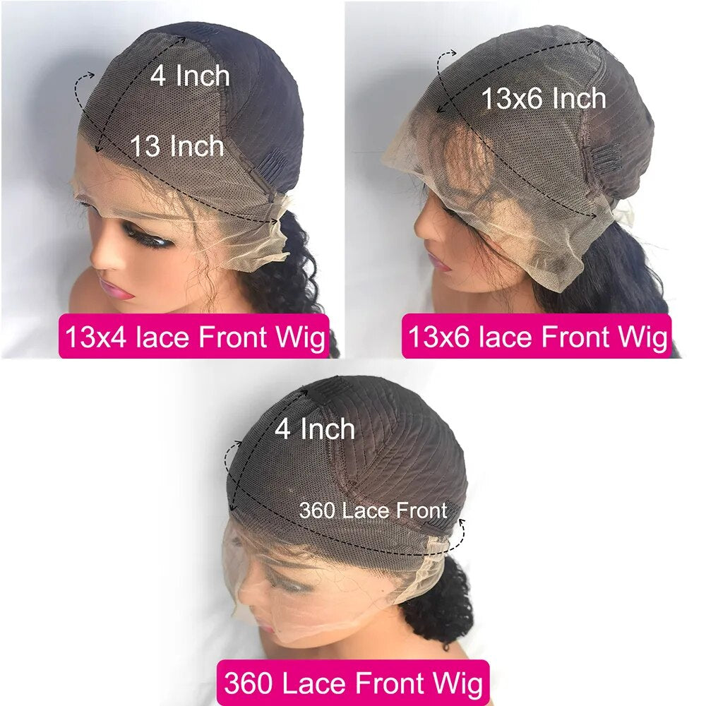 40 Inch Deep Wave Wig Transparent Brazilian Human Hair Wigs