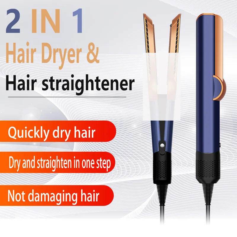 2 IN 1 Professional Hair Straightener & Hair Dryer Heat-Up Hair Flat Iron Negative Ion Iron Long-Lasting Styling Tool