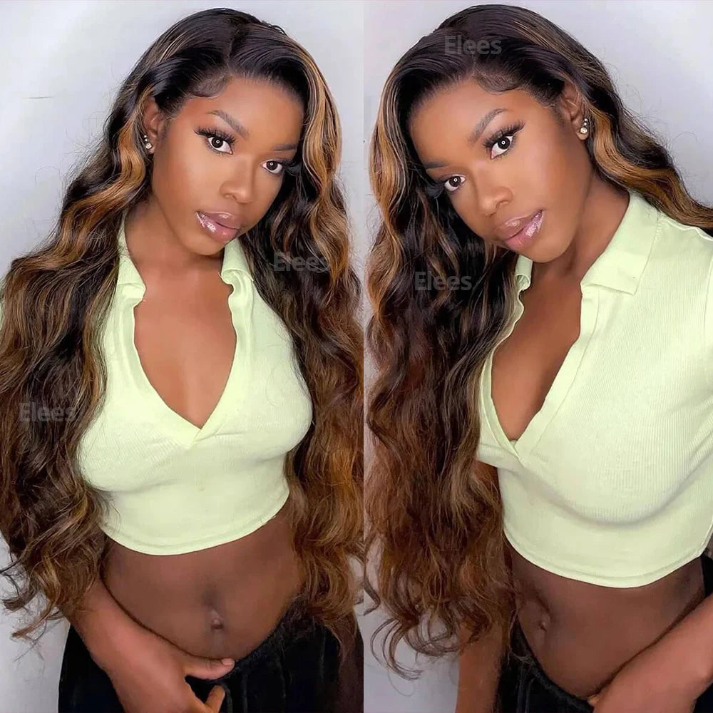 1B/30 Highlight Wig Body Wave Human Hair Wig Pre Plucked Pre Cut Lace 9x6 Glueless Ready To Wear