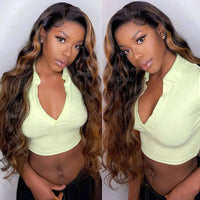 Thumbnail for 1B/30 Highlight Wig Body Wave Human Hair Wig Pre Plucked Pre Cut Lace 9x6 Glueless Ready To Wear