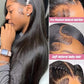 34 Inch Bone Straight Brazilian Human Hair Lace Frontal Wig PrePlucked