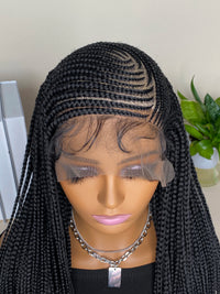 Thumbnail for 36 Inches Synthetic Lace Frontal Braided Wigs  13x6 Lace Frontal with Baby Hair Afro American Wigs