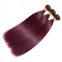 Thumbnail for Bone Straight Human Hair Bundles 99J Color Raw Indian Hair Extensions Double Drawn Hair Weaving