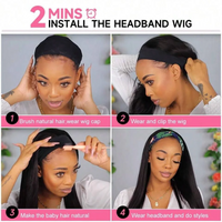 Thumbnail for Headband Wig Human Hair Straight Brazilian Human Hair Headband Wigs For Women Glueless