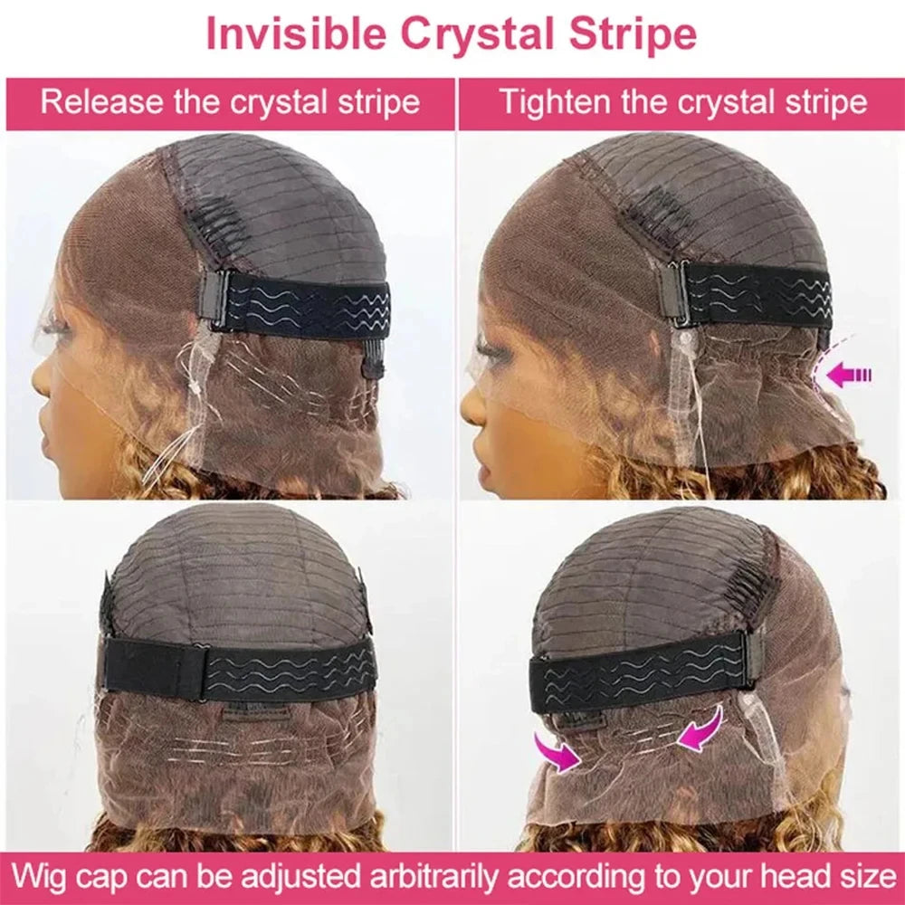 Invisible Strap HD 360 Full Lace Glueless Wig Human Hair With Drawstring Highlight 250 Density Body Wave