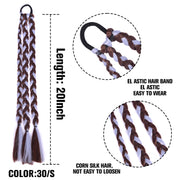 20 Inch Long Straight Synthetic Hair Extension Braided Fishtail Drawstring Ponytail Hair
